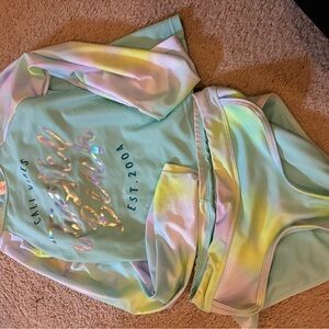 Justice Aqua Swim Set with Cali Vibes Print